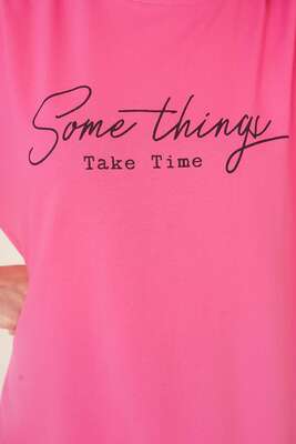 Somethings Baskılı Tunik Pembe - Tunik
