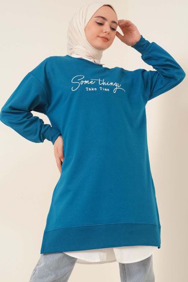 Somethings Baskılı Tunik Petrol - Tunik