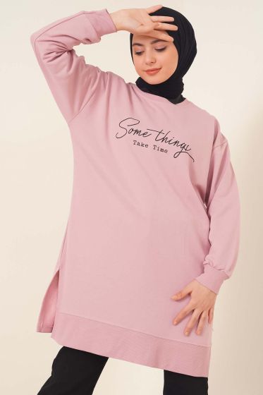Somethings Baskılı Tunik Pudra - Tunik