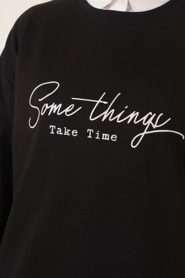 Somethings Baskılı Tunik Siyah - Tunik