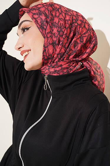 Sonbahar Esintili Eşarp Kırmızı - Başörtüsü