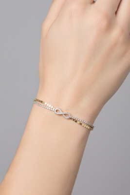 Sonsuzluk Taşlı Bileklik Gold - KONYALI BİJUTERİ