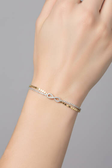 Sonsuzluk Taşlı Bileklik Gold - Bileklik