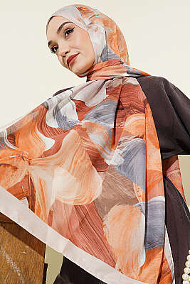 Soyut Fırça Desen Soft Şal Bej - Başörtüsü