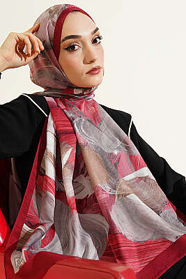 Soyut Fırça Desen Soft Şal Bordo - Başörtüsü