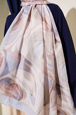 Soyut Yaprak Desen Bambu Kraş Şal Bebe Mavi - Başörtüsü