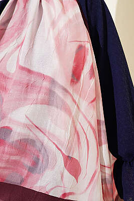 Soyut Yaprak Desen Bambu Kraş Şal Bordo - Başörtüsü