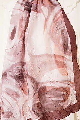 Soyut Yaprak Desen Bambu Kraş Şal Kahve - Başörtüsü