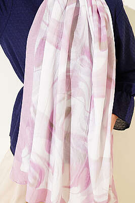 Soyut Yaprak Desen Bambu Kraş Şal Pudra - Başörtüsü