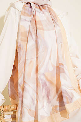 Soyut Yaprak Desen Bambu Kraş Şal Sarı - Başörtüsü