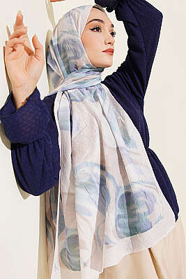 Soyut Yaprak Desen Bambu Kraş Şal Taş - Başörtüsü