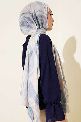 Soyut Yaprak Desen Bambu Kraş Şal Taş - Başörtüsü