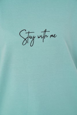 Stay With Me Baskılı Çağla Yeşili Tunik - Tunik