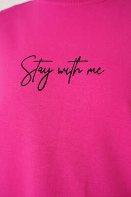 Stay With Me Baskılı Fuşya Tunik - Tunik