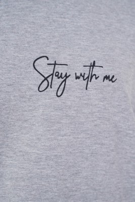Stay With Me Baskılı Gri Tunik - Tunik