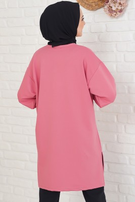 Stay With Me Baskılı Gül Kurusu Tunik - Tunik