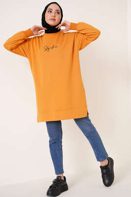 Stay With Me Baskılı Hardal Tunik - Tunik
