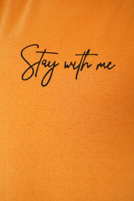 Stay With Me Baskılı Hardal Tunik - Tunik