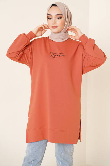 Stay With Me Baskılı Soğan Kabuğu Tunik - Tunik