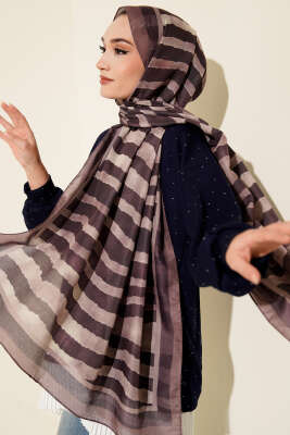 Stick Desen Lina Şal Açık Kahve - MODA KAŞMİR