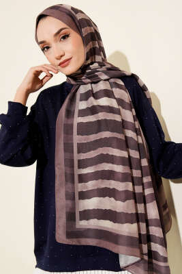 Stick Desen Lina Şal Açık Kahve - Başörtüsü