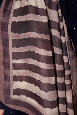 Stick Desen Lina Şal Açık Kahve - Başörtüsü