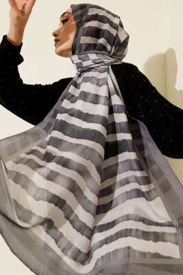 Stick Desen Lina Şal Füme - Başörtüsü