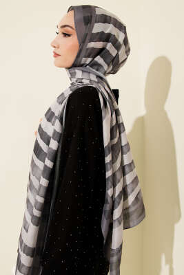 Stick Desen Lina Şal Füme - Başörtüsü