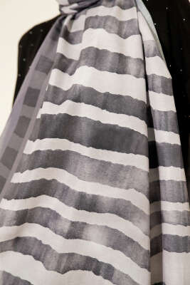 Stick Desen Lina Şal Füme - Başörtüsü