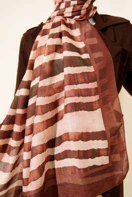 Stick Desen Lina Şal Kahve - Başörtüsü