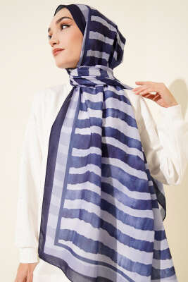 Stick Desen Lina Şal Lacivert - Başörtüsü