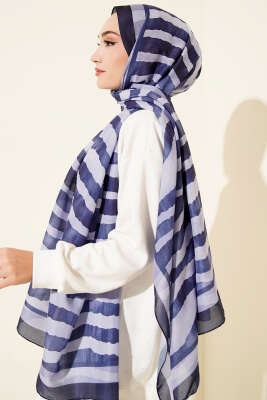 Stick Desen Lina Şal Lacivert - Başörtüsü