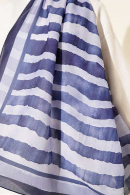 Stick Desen Lina Şal Lacivert - Başörtüsü