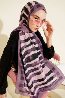 Stick Desen Lina Şal Lila - Başörtüsü