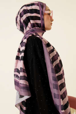 Stick Desen Lina Şal Lila - Başörtüsü