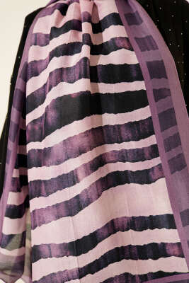 Stick Desen Lina Şal Lila - Başörtüsü