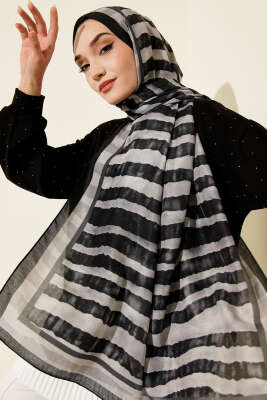 Stick Desen Lina Şal Siyah 