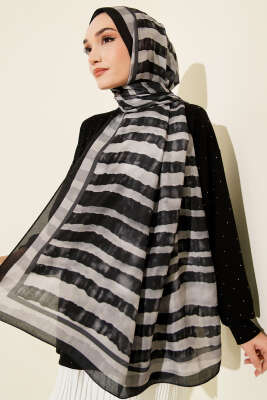 Stick Desen Lina Şal Siyah - Başörtüsü