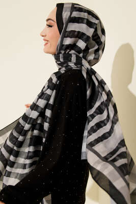 Stick Desen Lina Şal Siyah - Başörtüsü