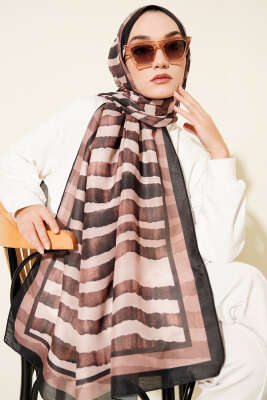 Stick Desen Lina Şal Siyah Latte - Başörtüsü