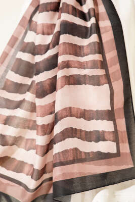 Stick Desen Lina Şal Siyah Latte - Başörtüsü