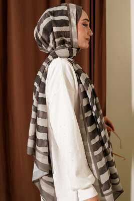 Stick Desen Lina Şal Soft Kahve - Başörtüsü