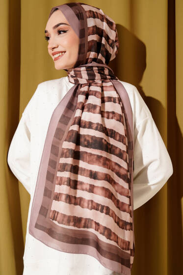 Stick Desen Lina Şal Vizon - Başörtüsü