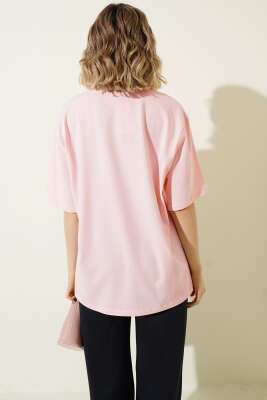 Stockholm Yazılı T-shirt Pudra - Kadın Giyim Modelleri