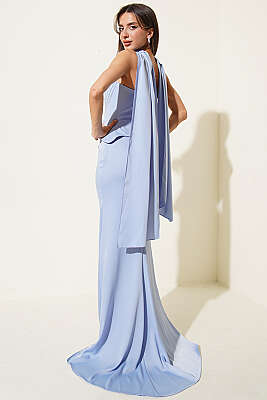 Straplez Önü Taşlı Abiye Elbise Bebe Mavi - Kadın Giyim Modelleri