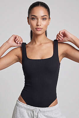 String Çıtçıtlı Body Siyah - Kadın Giyim Modelleri