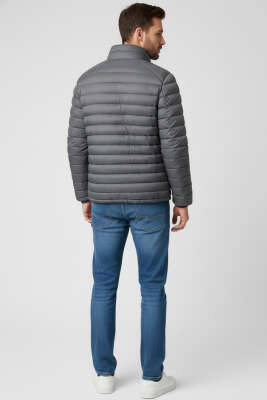 Su Geçirmez Erkek Şişme Mont Gri - Erkek Mont