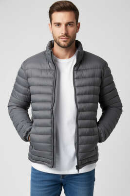 Su Geçirmez Erkek Şişme Mont Gri - BY MAMİ