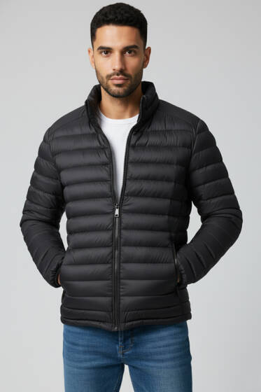 Su Geçirmez Erkek Şişme Mont Siyah - Erkek Mont