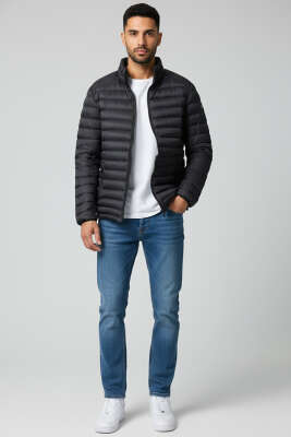 Su Geçirmez Erkek Şişme Mont Siyah - Erkek Mont